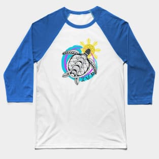 Tribal line Art Turtle / Baybayin word Tiyaga (Perseverance) Baseball T-Shirt
